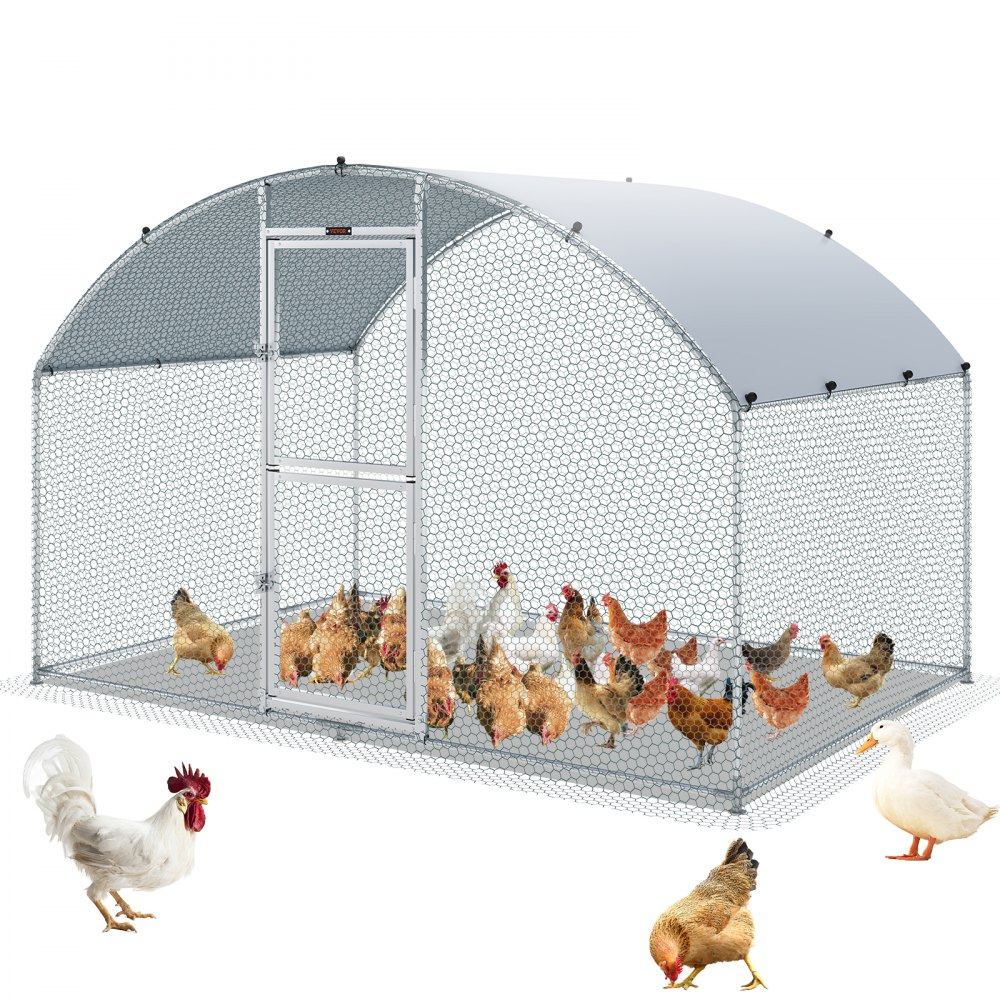 Vevor Metal Chicken Coop 6.5' x 9.8' x 6.4' Dome Walk In Run Waterproof Cover New