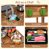 Double-sided mud kitchen with canopy, featuring cooking accessories for imaginative play and food preparation fun.