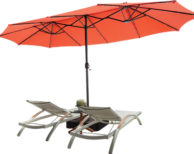 Costway 15' Double-Sided Patio Umbrella w/ 48 LED Lights Orange 84150369 New