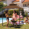 Outdoor Double-Tiered Grill Gazebo Canopy with 2 Shelves and 7 Hooks-Coffee - Gallery View 1 of 10