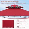 Double-tiered red canopy of outdoor grill gazebo made from premium polyester, providing sun protection and stability.