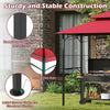 Outdoor double-tiered grill gazebo canopy in red with sturdy metal frame, shelves, and hooks for grilling essentials.
