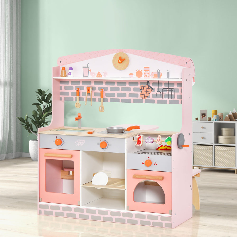 Double-sided kids play kitchen set with realistic stove, sink, and accessories, ideal for imaginative role play in any.