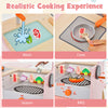 Double-sided kids play kitchen set featuring a realistic stove, sink, and BBQ grill for imaginative role-play fun.