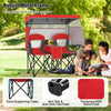 Double beach chair with adjustable canopy, red 600D oxford fabric, ideal for camping and outdoor leisure.
