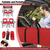 Double beach chair with adjustable red canopy, featuring 3 side shades and portable design for easy transport.