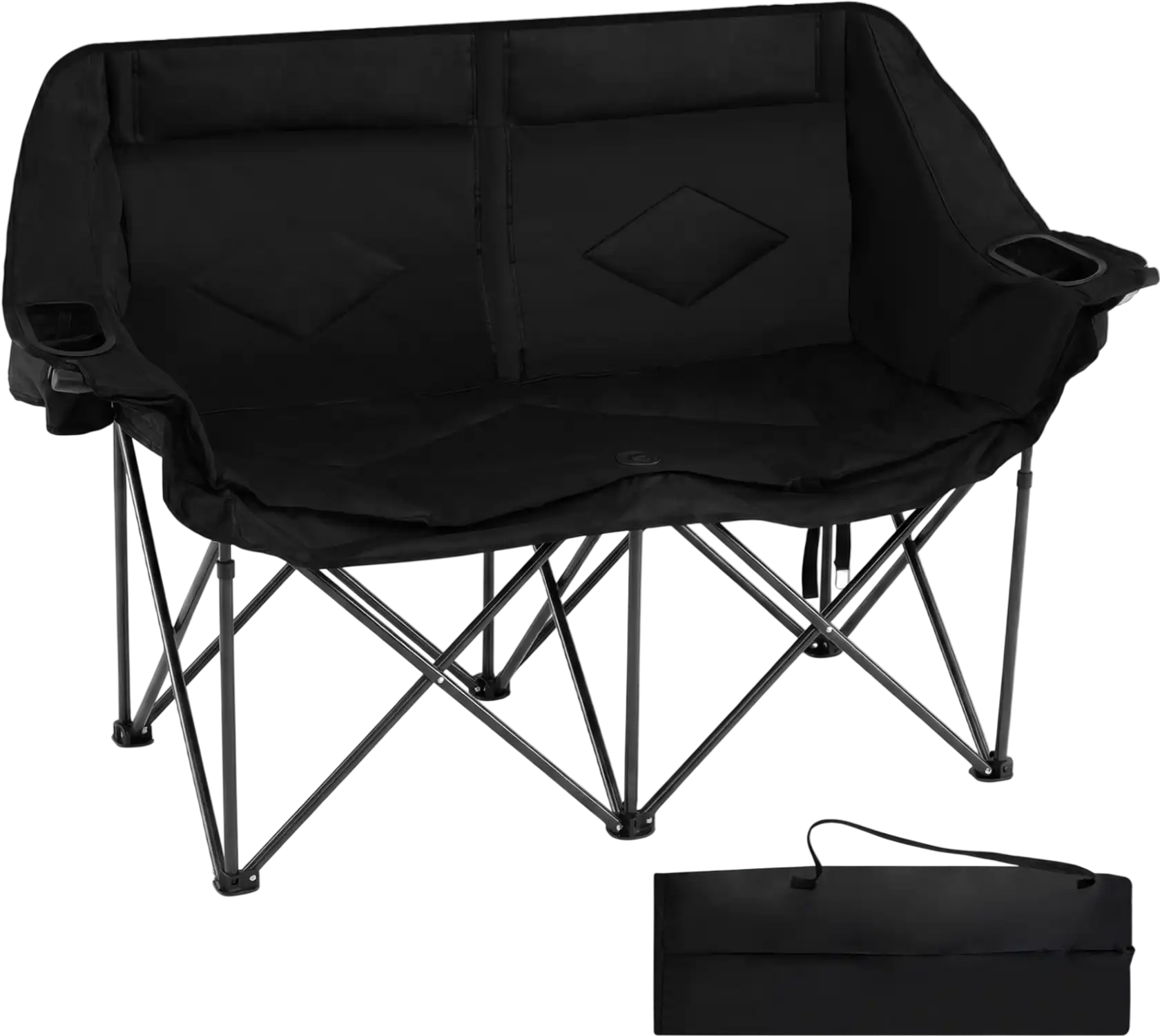 Costway Double Camping Chair w/ Cup Holders Glass Racks Mesh Pockets 12134731 New