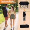 Double camping chair in black with cup holders, foldable design, and mesh pockets for easy outdoor use.