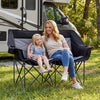 Double Camping Chair with Cup Holders Glass Racks and Mesh Pockets-DarkGray - Gallery View 1 of 10