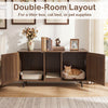 Double Cat Litter Box Enclosure with modern design, double rooms for litter box and cat bed, ideal for indoor living.