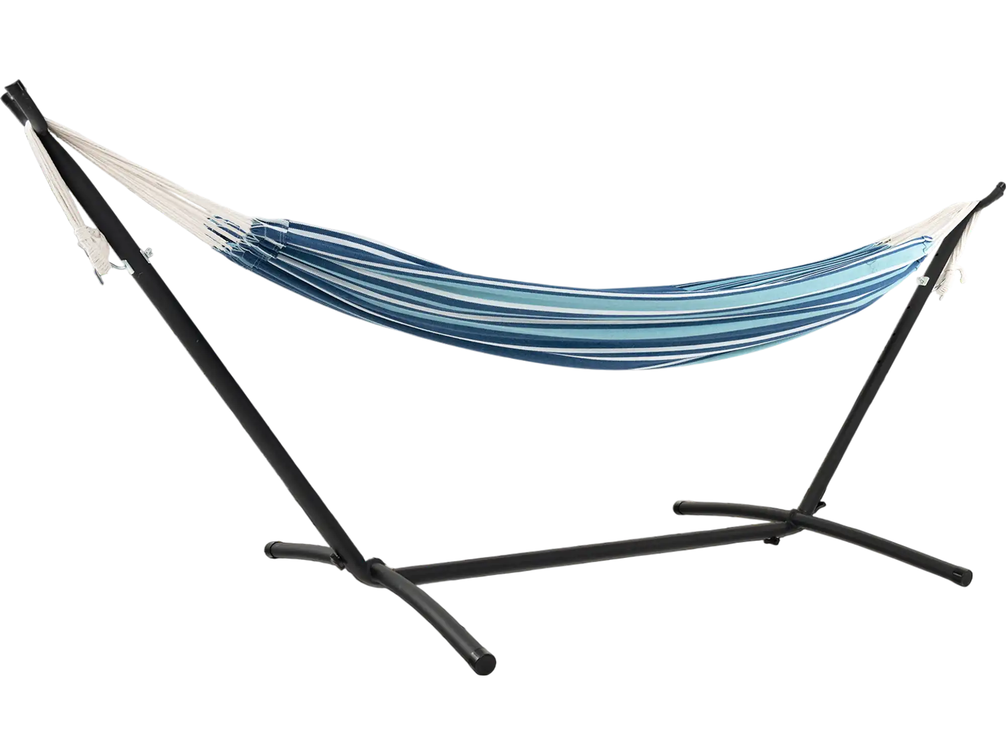 Costway Portable Indoor Outdoor 2-Person Double Hammock Set with Stand Blue 91483572 New