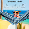 Double hammock set in blue with a dog wearing sunglasses, showcasing breathable and durable fabric for outdoor.