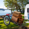Double-layer deer cart with 20-inch rubber wheels, loaded with vintage suitcases, ideal for outdoor transport.
