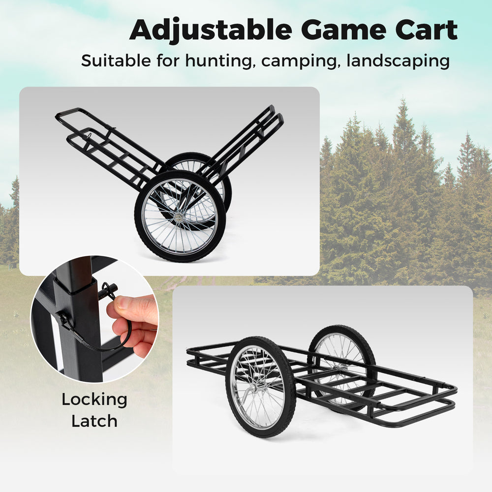 Double-layer deer cart with 20-inch rubber wheels, adjustable design for various terrains, supports up to 550 lbs.