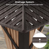 Close-up of the 10x13ft double-roof patio gazebo's galvanized steel roof with drainage holes for efficient water runoff.