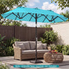 Double-Sided Patio Umbrella with Push Button Tilt Crank Handle-Turquoise - Gallery View 1 of 11
