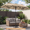 Double-Sided Patio Umbrella with Push Button Tilt Crank Handle-Beige - Gallery View 1 of 11