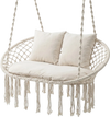 Double Swing Chair with Cushions Macrame Hanging Hammock Chair for Indoor and Outdoor Use - Gallery View 1 of 10