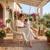 Double Swing Chair with Cushions Macrame Hanging Hammock Chair for Indoor and Outdoor Use - Gallery View 2 of 10