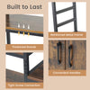 Double wide 8-tier bookshelf in rustic brown with reinforced metal frame, convenient handles, and staggered shelves for.