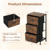 Dresser nightstand features three roomy fabric drawers and a sturdy metal frame for versatile bedroom storage.