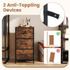 Dresser nightstand features three roomy fabric drawers and a sturdy metal frame for efficient bedroom storage.