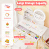 Kids princess makeup dressing desk set with lighted mirror, ample storage, and solid pine wood legs for stability.