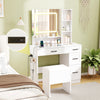 Dressing desk featuring a hair dryer stand and spacious drawers, designed for modern makeup organization in white.