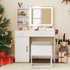 Vanity Dressing Table and Chair Set with Mirror and Lights-White - Gallery View 1 of 10