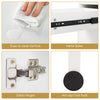 Close-up of the easy-to-clean surface with metal slides and safety hinges on the white vanity dressing table set.