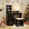 Makeup Vanity Desk Dressing Table and Stool Set with Mirror and Lights-Black - Gallery View 1 of 11