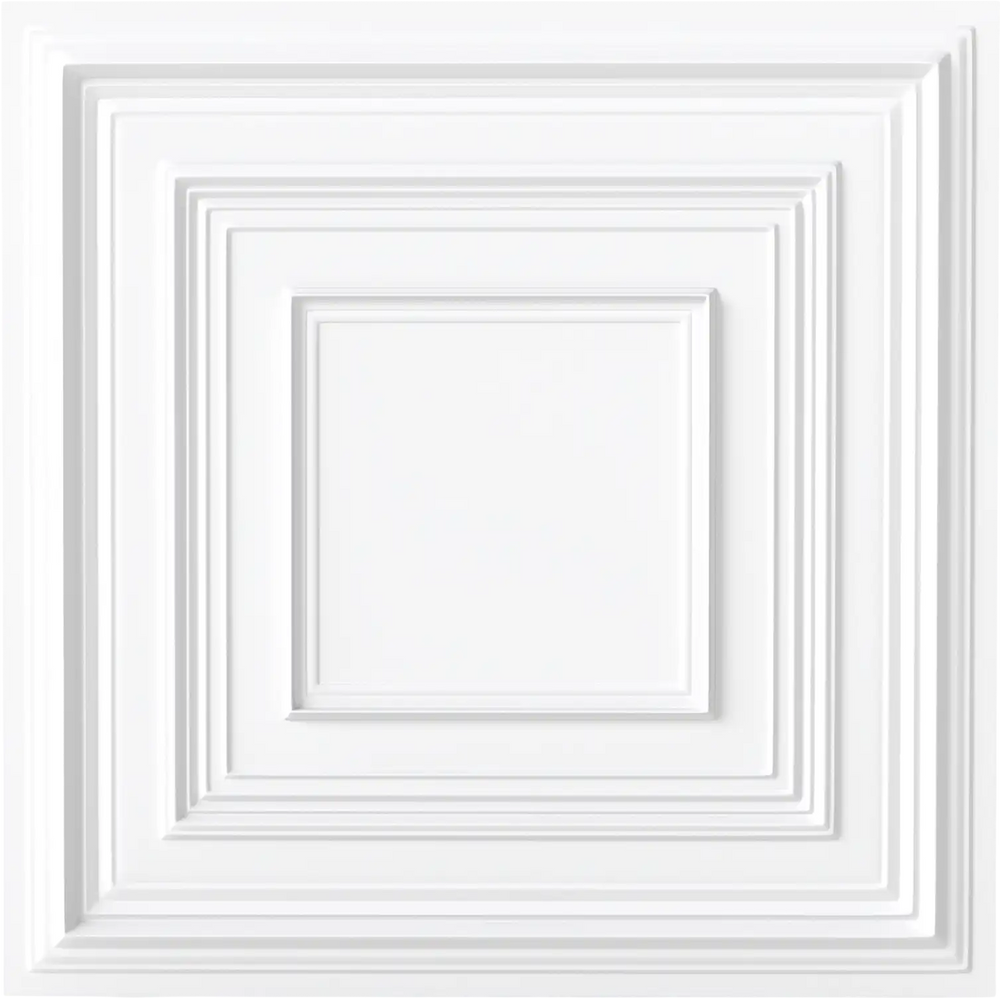 White 3D decorative PVC ceiling tiles in a 12-pack, designed for versatile wall and ceiling installation.