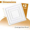 12-pack of 24" x 24" white PVC drop ceiling tiles with 3D decorative patterns, covering 48 sq.ft. for versatile.