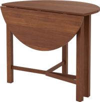 Dual drop leaf dining table in walnut finish, designed for small spaces, accommodating 2-4 people with a foldable.