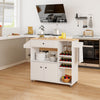 Drop Leaf Mobile Kitchen Island Cart with Power Outlet and Adjustable Shelf-White - Gallery View 1 of 10