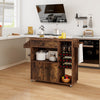 Drop Leaf Mobile Kitchen Island Cart with Power Outlet and Adjustable Shelf-Rustic Brown - Gallery View 1 of 10