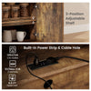Drop leaf kitchen island cart in rustic brown with adjustable shelf, power outlets, and convenient storage features.