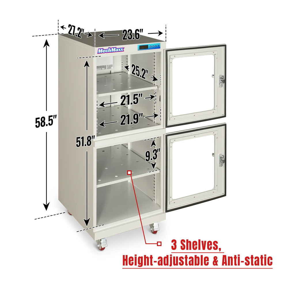 1-10% RH Electronic Dry Cabinet 540L ESD Desiccator Cabinet Ultra-Low Humidity Storage,  White,  EDC540CW