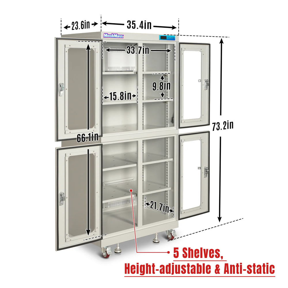 1-10% RH Electronic Dry Cabinet 880L ESD Desiccator Cabinet Ultra-Low Humidity Storage,  White,  EDC880CW