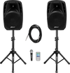 Dual 10 Inch 1600W Powered Mic Speaker Speakers with Bluetooth