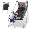 Dual Shot Basketball Arcade Game featuring a sturdy metal frame, electronic scoring, and 8 game modes for 1-4 players.