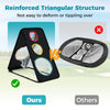 Dual-sided golf chipping net with reinforced triangular frame and 5 target holes for accurate practice indoors or.