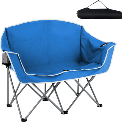 Costway Portable Oversized Duo Camping Loveseat Chair with Armrests & Cup Holders 56634587 New