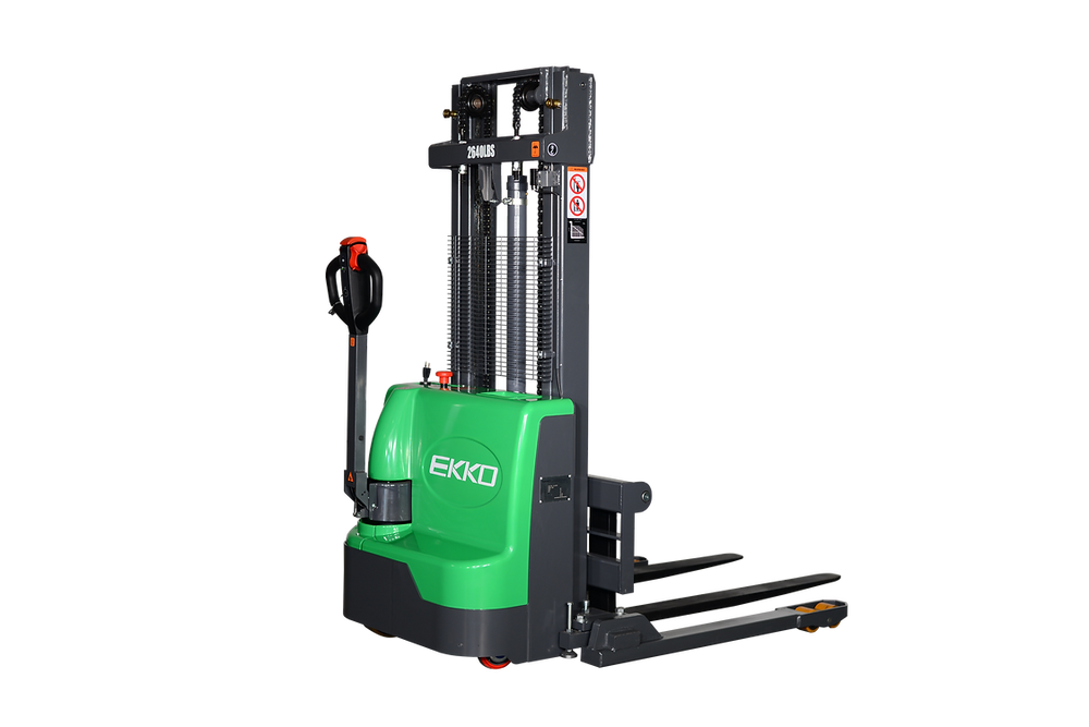 Ekko EB12E-98Li Lithium Iron Phosphate Straddle Stacker 72" Mast 98" Lift 2640 lbs. Capacity New