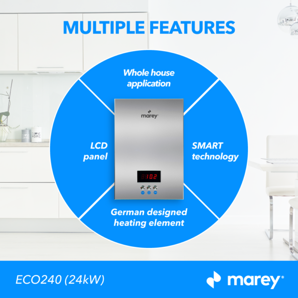 Marey ECO240 24 KW 240V 4.7 GPM Up to 5 Points of Use Electric Tankless Water Heater Open Box