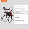 Vevor 2 in 1 Rollator Walker and Wheelchair Folding 300 Lbs Capacity with Adjustable Handle and All Terrain Wheels New