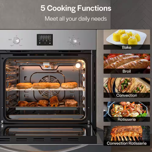 Empava Convection Oven 24" Single Wall 2.3 cu. ft. Natural Gas Only with Digital Timer Stainless Steel New