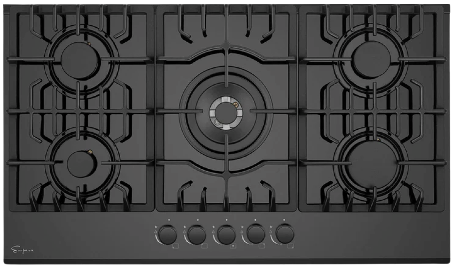 Empava Gas Cooktop 30" Built-In with 5 Italy SABAF Burners NG/LP Convertible Black Tempered Glass New