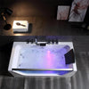 Empava Bathtub 59" Modern Alcove Whirlpool with LED Lights and Center Drain Rectangular New