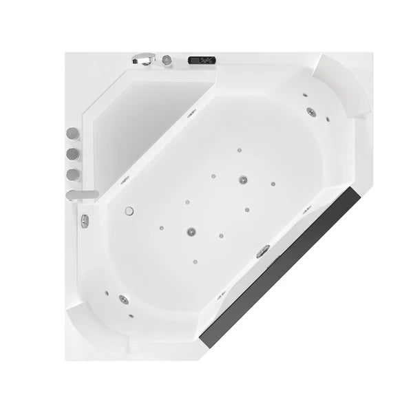 Empava Bathtub 59" Alcove Corner Massage Whirlpool Inline Heater LED with Left Drain New